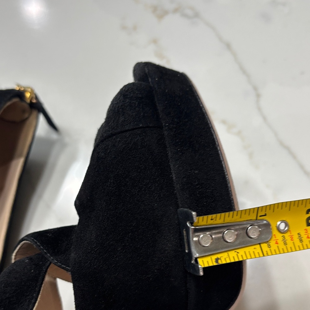 Prada Black Suede Heels with Gold Zipper - Picture 14 of 17
